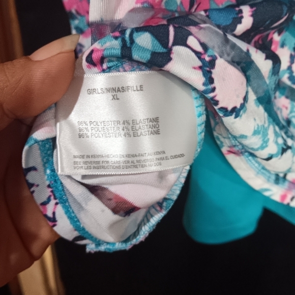 L.E.I. Floral neon colored X-large girls blouse - Picture 5 of 5